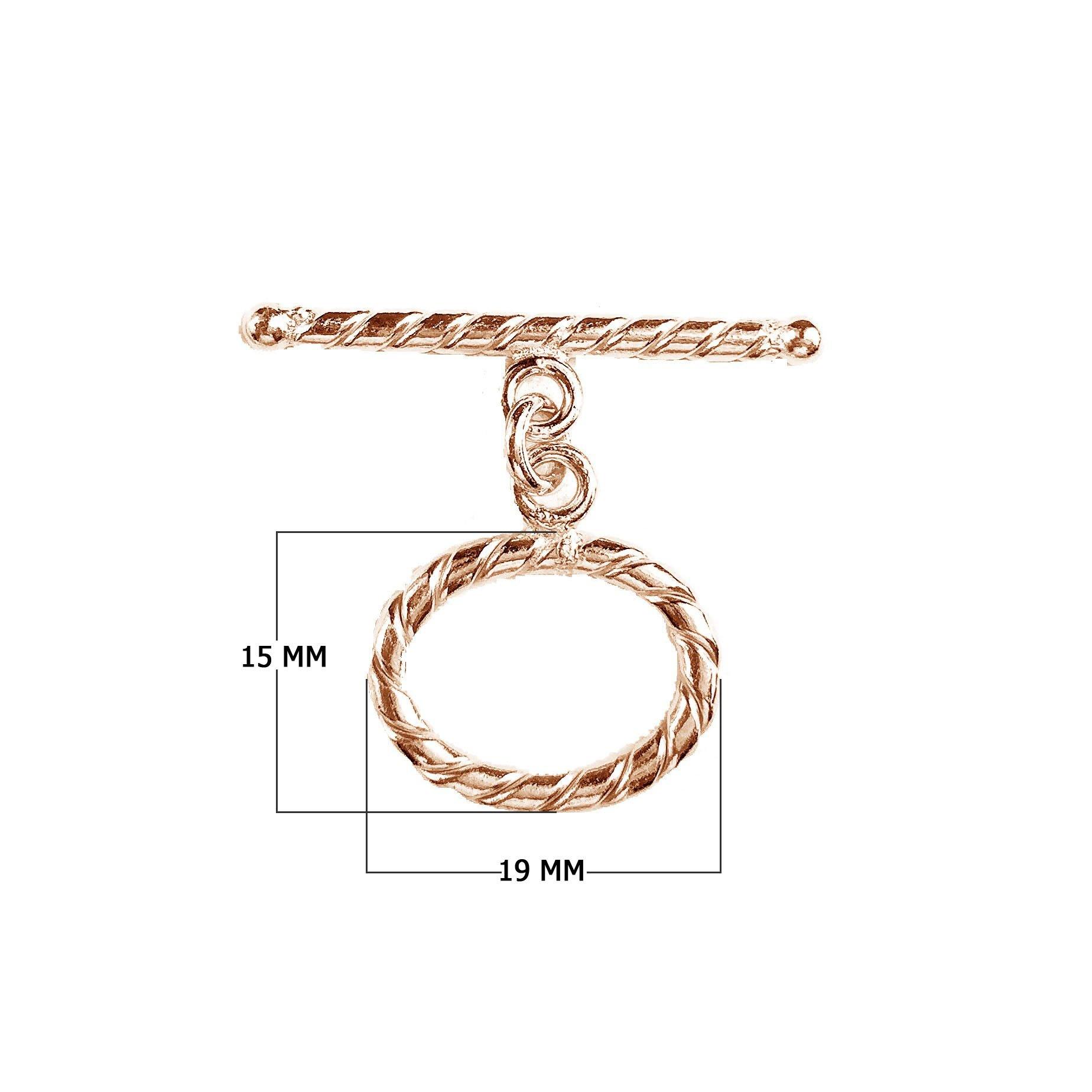 Rose Gold Overlay toggle clasp with rope-textured oval loop and polished bar for wholesale jewelry components.