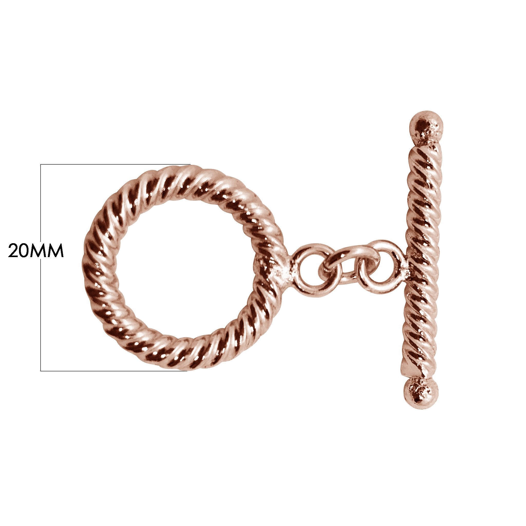 Rose Gold Overlay toggle clasp with rope-twist circular loop and polished bar for wholesale jewelry supply.