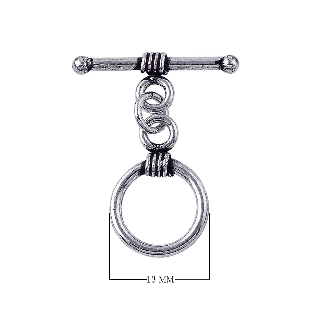 Silver Overlay wire-wrapped toggle clasp – wholesale bulk jewelry findings from Bali for bracelets and necklaces.