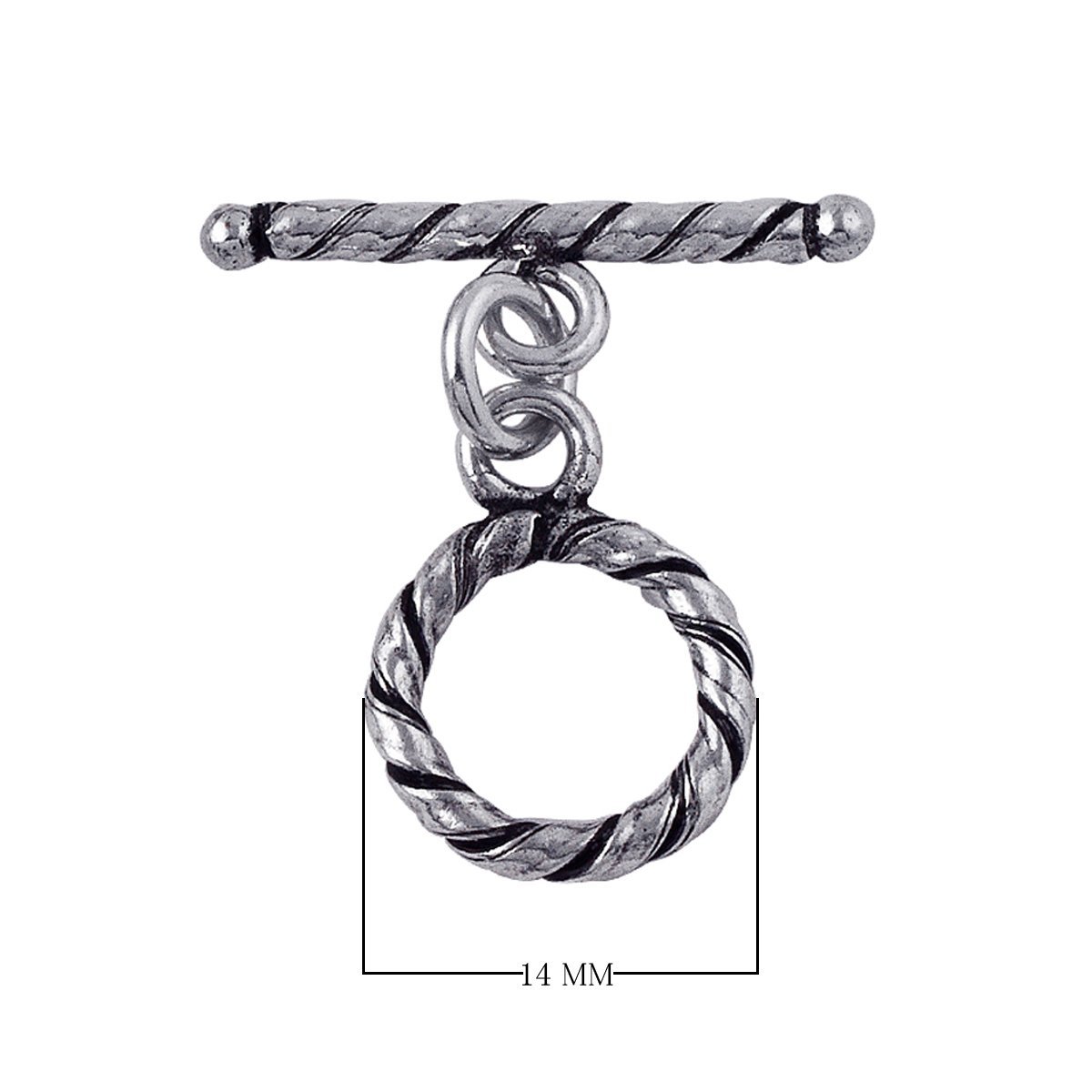 Silver Overlay twisted rope toggle clasp – wholesale bulk jewelry findings from Bali for bracelets and necklaces.