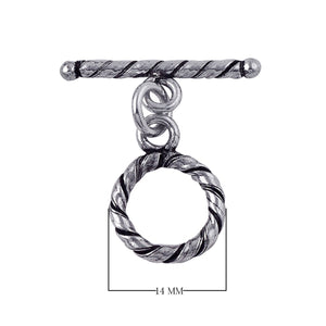 Silver Overlay twisted rope toggle clasp – wholesale bulk jewelry findings from Bali for bracelets and necklaces.