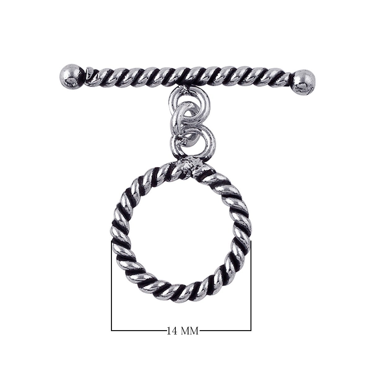 Silver Overlay rope twist toggle clasp – wholesale bulk jewelry findings from Bali for bracelets and necklaces.