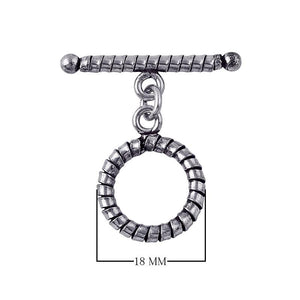 Silver Overlay ridged toggle clasp in oxidized antique finish, wholesale jewelry finding handcrafted in Bali.