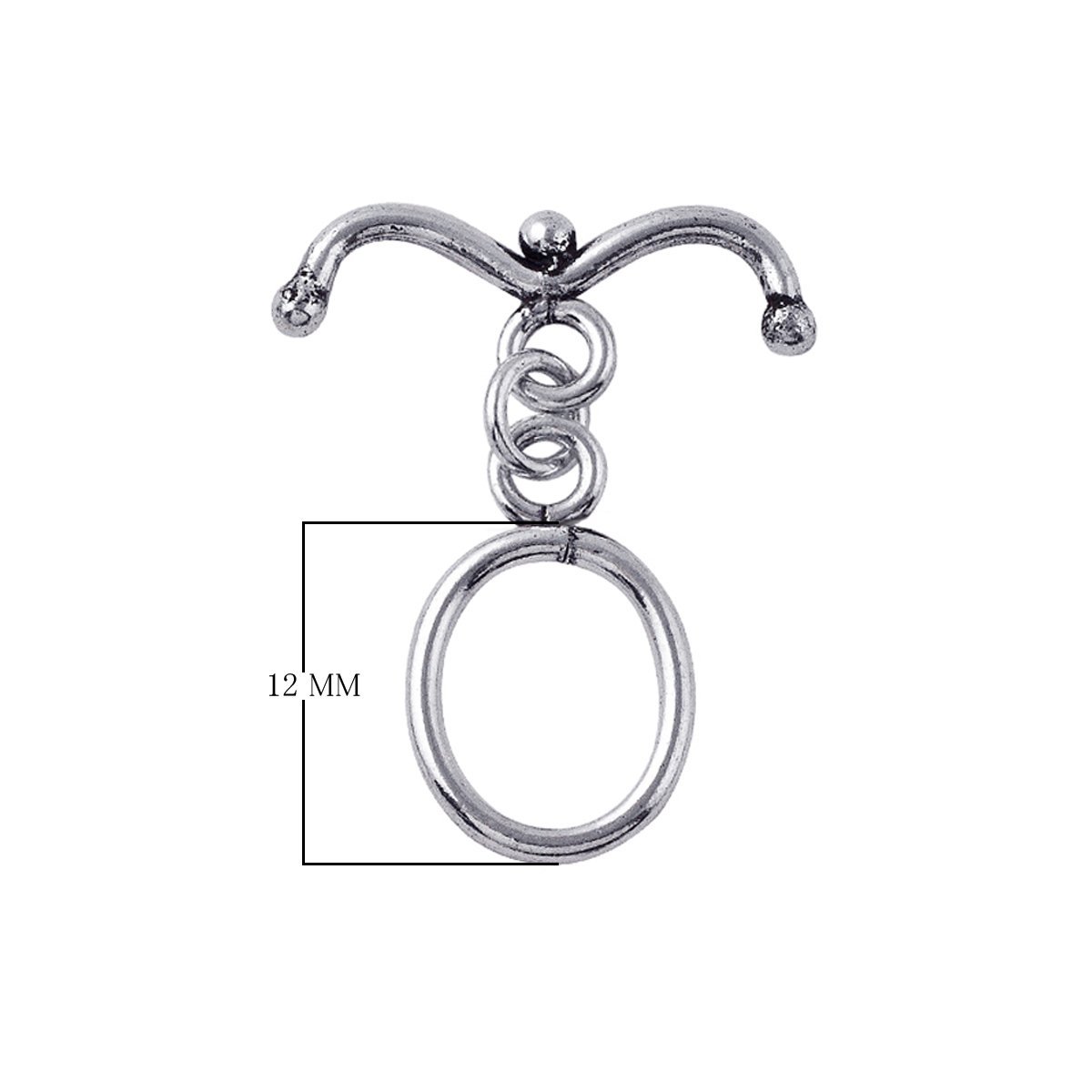 Silver Overlay oval toggle clasp with polished curved bar, wholesale jewelry finding for necklaces and bracelets.