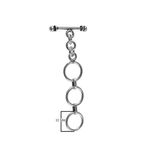 Silver Overlay toggle clasp with interlinked rings and bar design, bulk jewelry findings handcrafted in India.