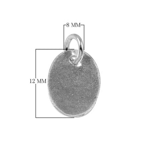 Silver Overlay oval tag charm with loop, handcrafted in India for wholesale jewelry findings and bulk supply.