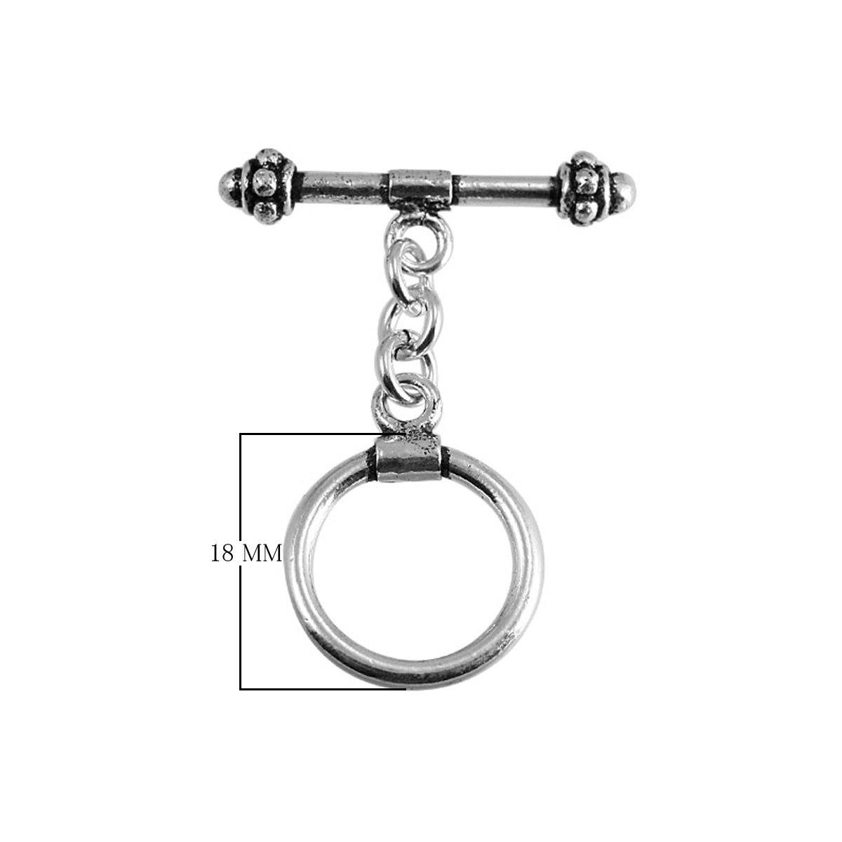 Silver Overlay decorative toggle clasp with ornamental bar ends, handcrafted in India for wholesale jewelry findings and bulk supply.