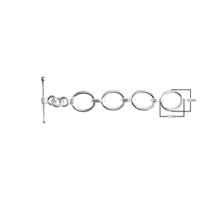 Silver Overlay chain toggle clasp with multiple oval links and bar-and-ring closure, handcrafted in India for wholesale jewelry findings.