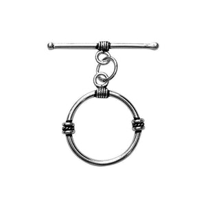 Silver Overlay wire-wrapped toggle clasp with circular ring and bar design, handcrafted in India for wholesale jewelry findings.