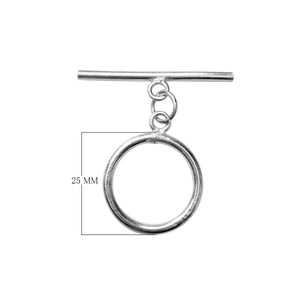 Silver Overlay classic toggle clasp with round ring and straight bar, handcrafted in India for wholesale jewelry findings.