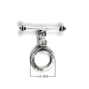 Silver Overlay round toggle clasp with simple circular loop and bar closure, handcrafted jewelry finding for wholesale buyers, handcrafted in India.