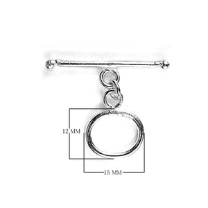 Silver Overlay oval toggle clasp with smooth loop and plain bar closure, handcrafted jewelry finding for wholesale buyers, handcrafted in India.