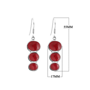 Sterling Silver Tripple Drop Earring With Red Coral Jewelry Bali Designs Inc 