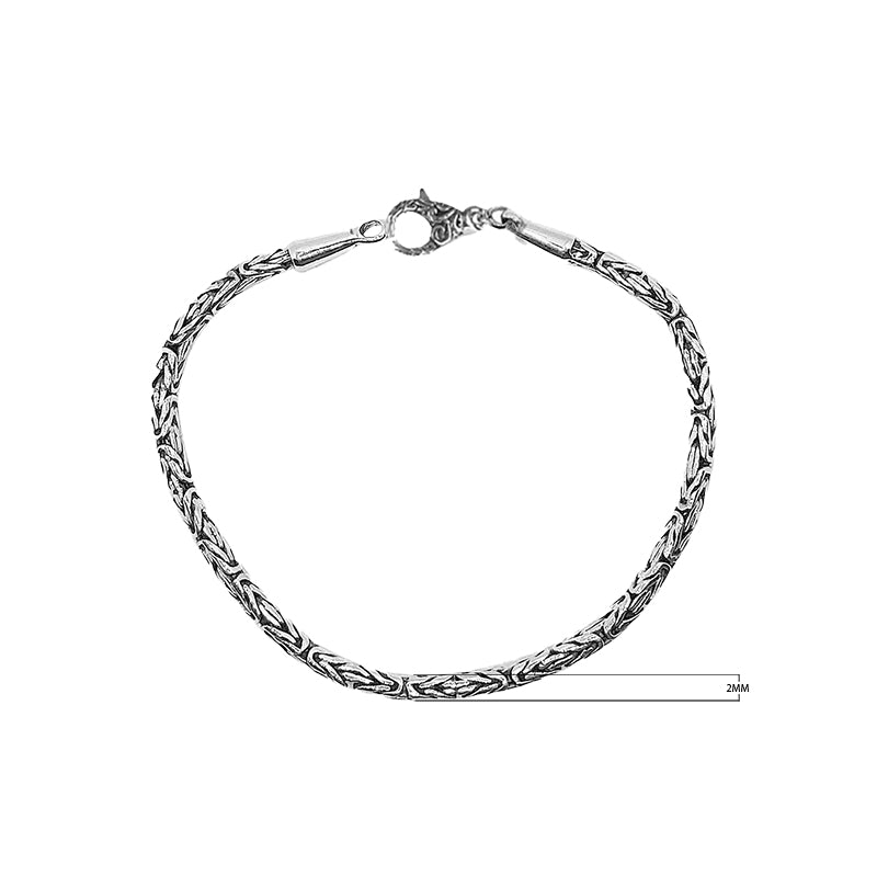 Sterling silver 2mm wheat chain bracelet – handcrafted wholesale Bali jewelry