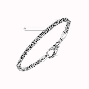 Sterling silver 3mm wheat chain bracelet – handcrafted Bali jewelry