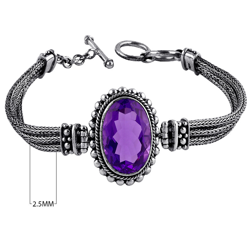Sterling Silver Bracelet With Amethyst Q. Jewelry