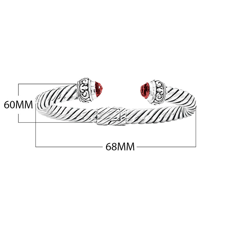 AB-1024-GA Sterling Silver Bangle With Garnet Q. Jewelry Bali Designs Inc 