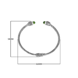 Sterling Silver Bangle With Peridot Q. and Garnet Q. Jewelry Bali Designs Inc 