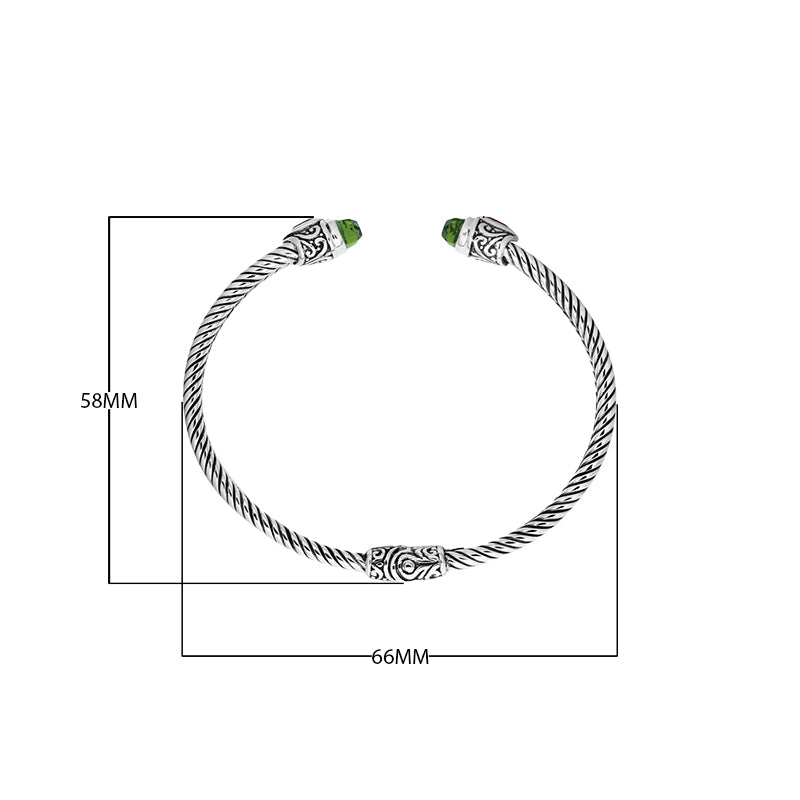 Sterling Silver Bangle With Peridot Q. and Garnet Q. Jewelry Bali Designs Inc 