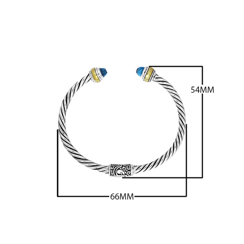 AB-1052-BT Sterling Silver Bangle With Blue Topaz Q. Jewelry Bali Designs Inc 