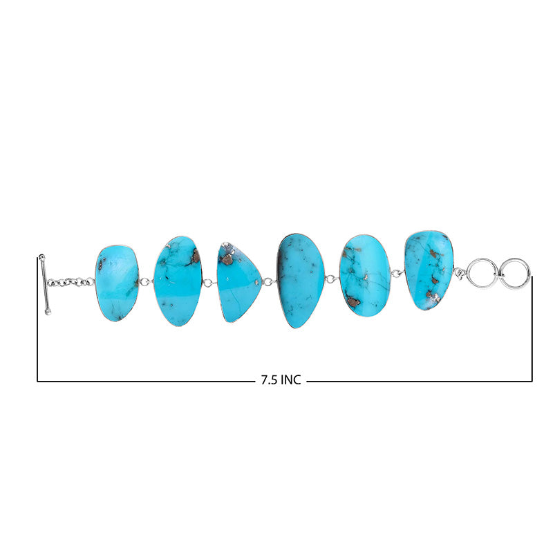 Wholesale Turquoise Shell bracelet with Sterling Silver links, handcrafted in Bali.
