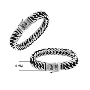 925 Sterling Silver curb chain bracelet with Balinese push lock clasp