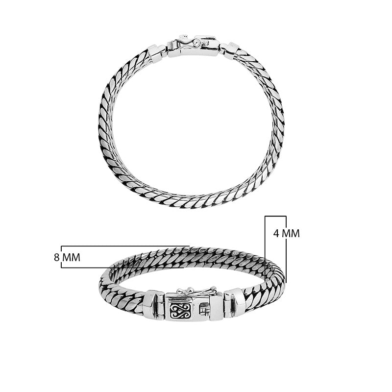 Sterling Silver 8x4MM Bali Woven Bracelet with Box Clasp wholesale jewelry