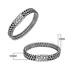 Sterling silver braided chain bracelet with push clasp handcrafted in Bali.