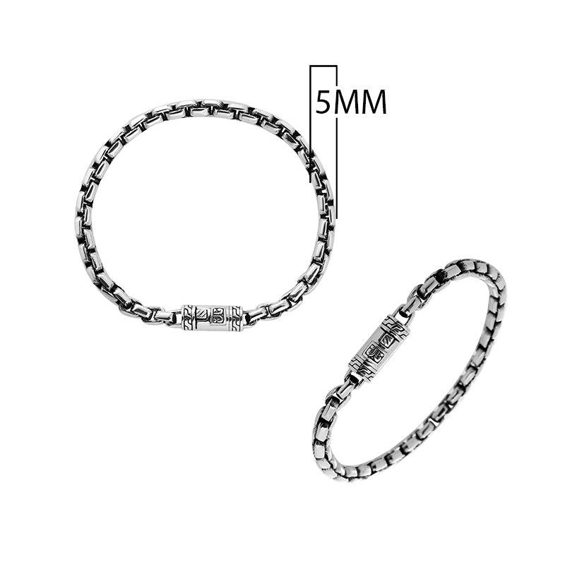 Sterling Silver Cushion Chain Bracelet With Push Clasp