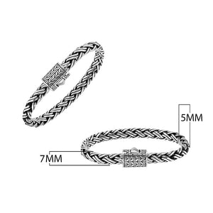 Wholesale sterling silver handwoven Bali chain bracelet with designer clasp – 925 silver unisex jewelry for retailers and resellers.