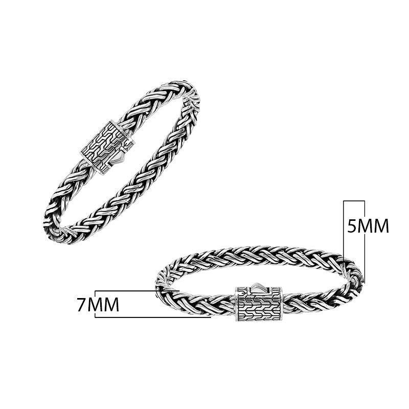 Wholesale sterling silver handwoven Bali chain bracelet with designer clasp – 925 silver unisex jewelry for retailers and resellers.
