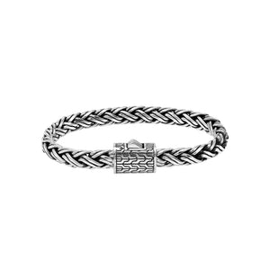 Wholesale sterling silver handwoven Bali chain bracelet with designer clasp – 925 silver unisex jewelry for retailers and resellers.