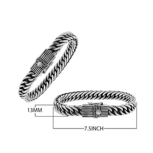 Sterling silver curb chain bracelet with textured box clasp handcrafted in Bali