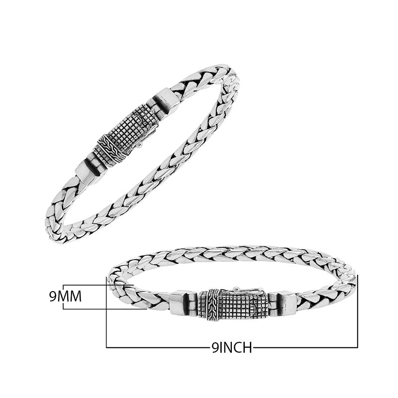 925 Sterling Silver Flat Wheat Chain Bracelet With Box Clasp