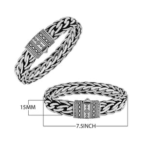 925 Sterling Silver Push Clasp Bracelet With 5X12MM Chain On White Background