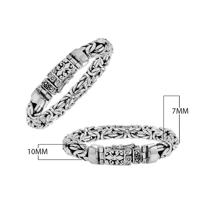Silver Woven Chain Bracelet With Ornate Box Clasp In 925 Sterling Silver For Wholesale