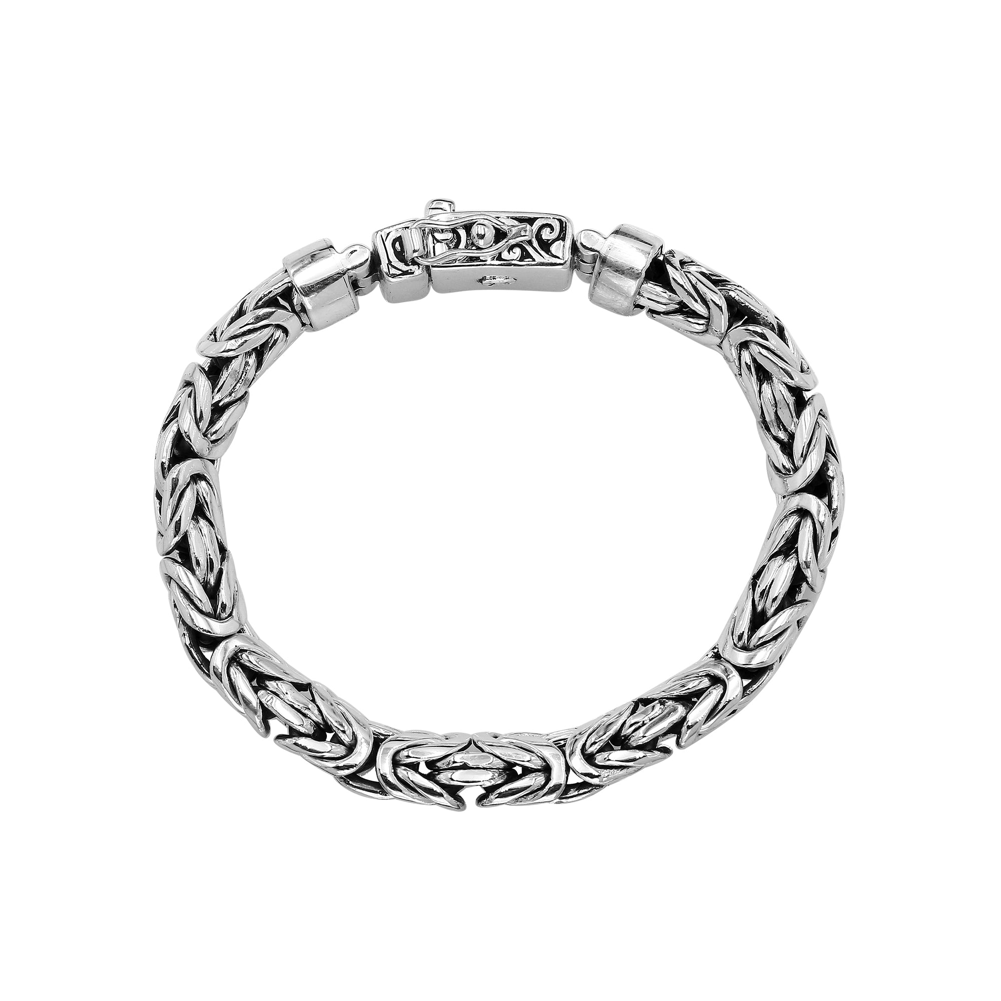 Silver Woven Chain Bracelet With Ornate Box Clasp In 925 Sterling Silver For Wholesale