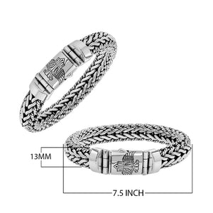 Silver Woven Chain Bracelet With Engraved Box Clasp In 925 Sterling Silver For Wholesale