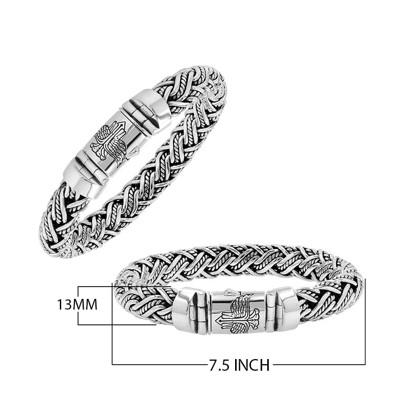 Silver Woven Chain Bracelet With Push Clasp In 925 Sterling Silver For Wholesale