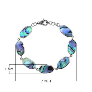 Silver Bracelet With Abalone Shell And Lobster Lock In 925 Sterling Silver For Wholesale