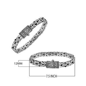 Silver Woven Chain Bracelet With Engraved Push Clasp In 925 Sterling Silver For Wholesale