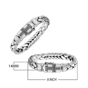 Silver Woven Chain Bracelet With Box Clasp And Safety Latch In 925 Sterling Silver For Wholesale