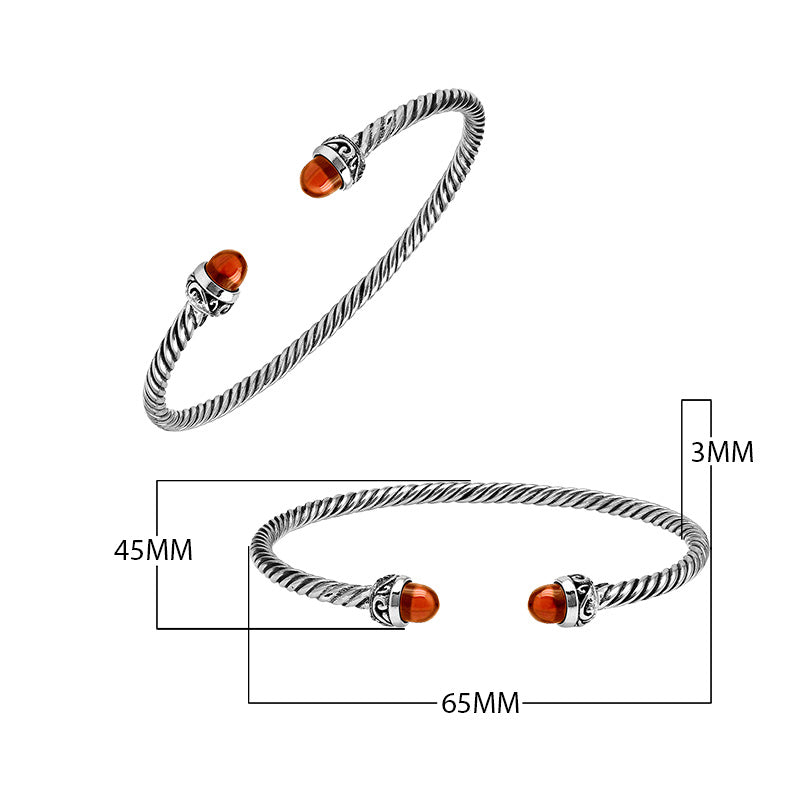 Silver Bangle With Red Coral In 925 Sterling Silver For Wholesale