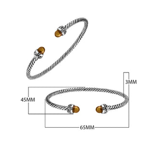 Silver Bangle With Citrine Quartz In 925 Sterling Silver For Wholesale