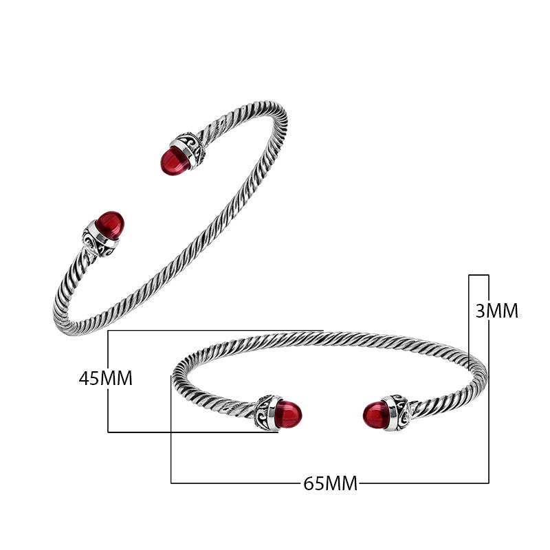 Silver Bangle With Garnet Quartz In 925 Sterling Silver For Wholesale