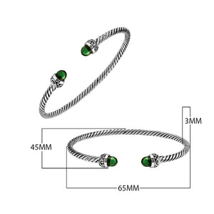Silver Bangle With Green Quartz In 925 Sterling Silver For Wholesale