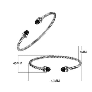 Silver Bangle With Black Onyx In 925 Sterling Silver For Wholesale