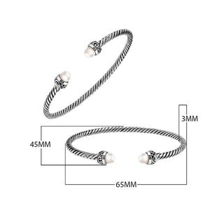 Silver Bangle With Pearl In 925 Sterling Silver For Wholesale
