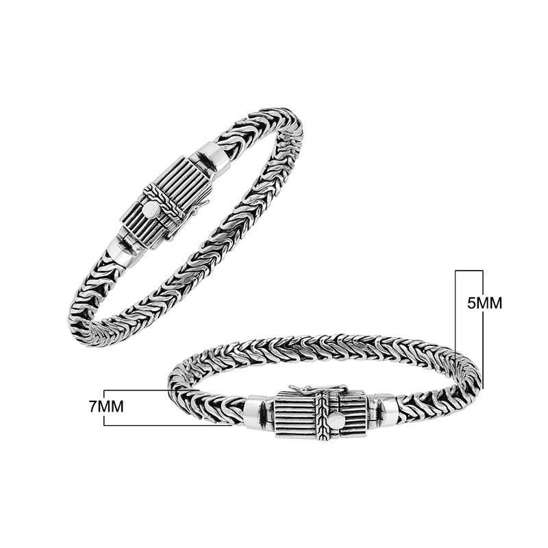 Wholesale sterling silver oxidized Bali weave bracelet with ribbed clasp handcrafted in Bali, Indonesia.