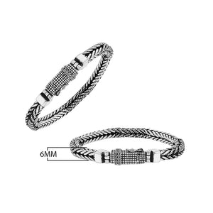 Wholesale sterling silver oxidized double Bali weave bracelet with textured clasp handcrafted in Bali, Indonesia.
